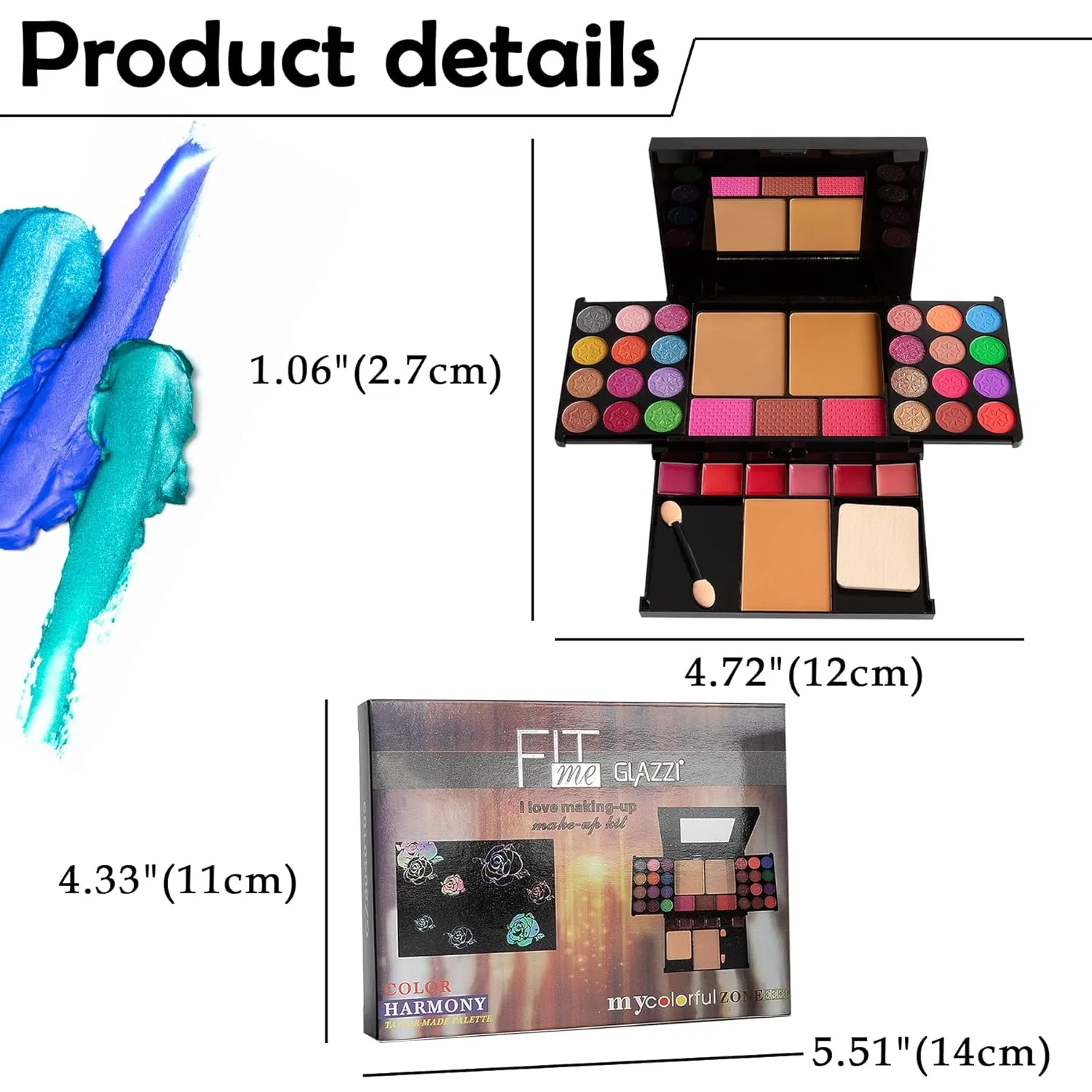 Vtrem All in One Makeup Kit - 36 Eyeshadow Palette, 28 Lip Gloss, 4 Concealer, 3 Blusher, 1 Highlight & Contour, Bronzer, Glitter Cream, 1 Brush - Face Eye Make Up Set Gift for Beginners And Pros