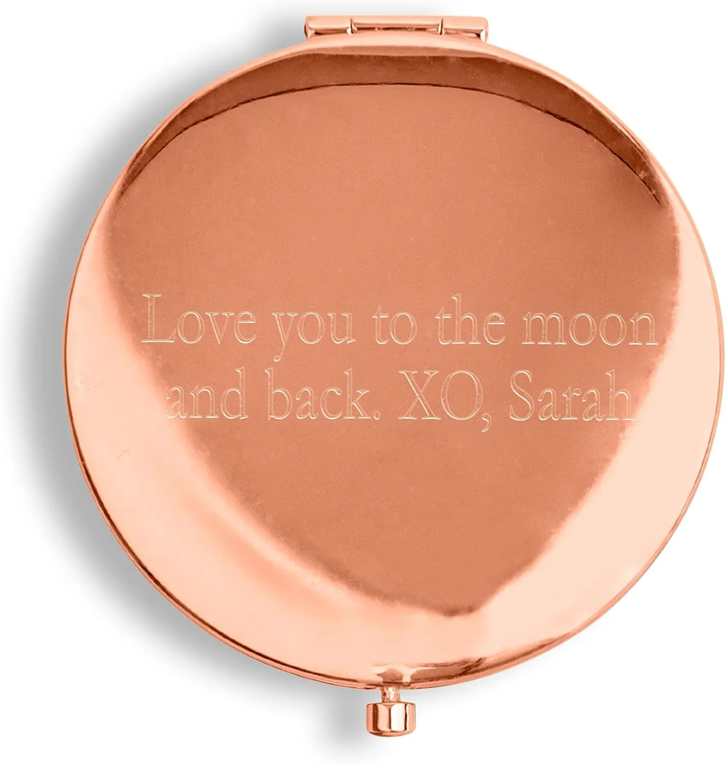 WEDDINGSTAR Custom Engraved Personalized Compact Mirror, Rose Gold - Retro Luxe Blush