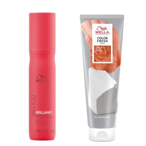 Wella Professionals Color Fresh Mask, Peach Blush, Natural Shade, Temporary Color, Damage Free, Color-Depositing Hair Mask With Avocado Oil   Invigo Brilliance Miracle BB Color Protection Spray