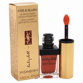 Yves Saint Laurent Baby Doll Kiss and Blush Lip Gloss for Women, No. 7 Corail Affranchi, 0.33 Ounce