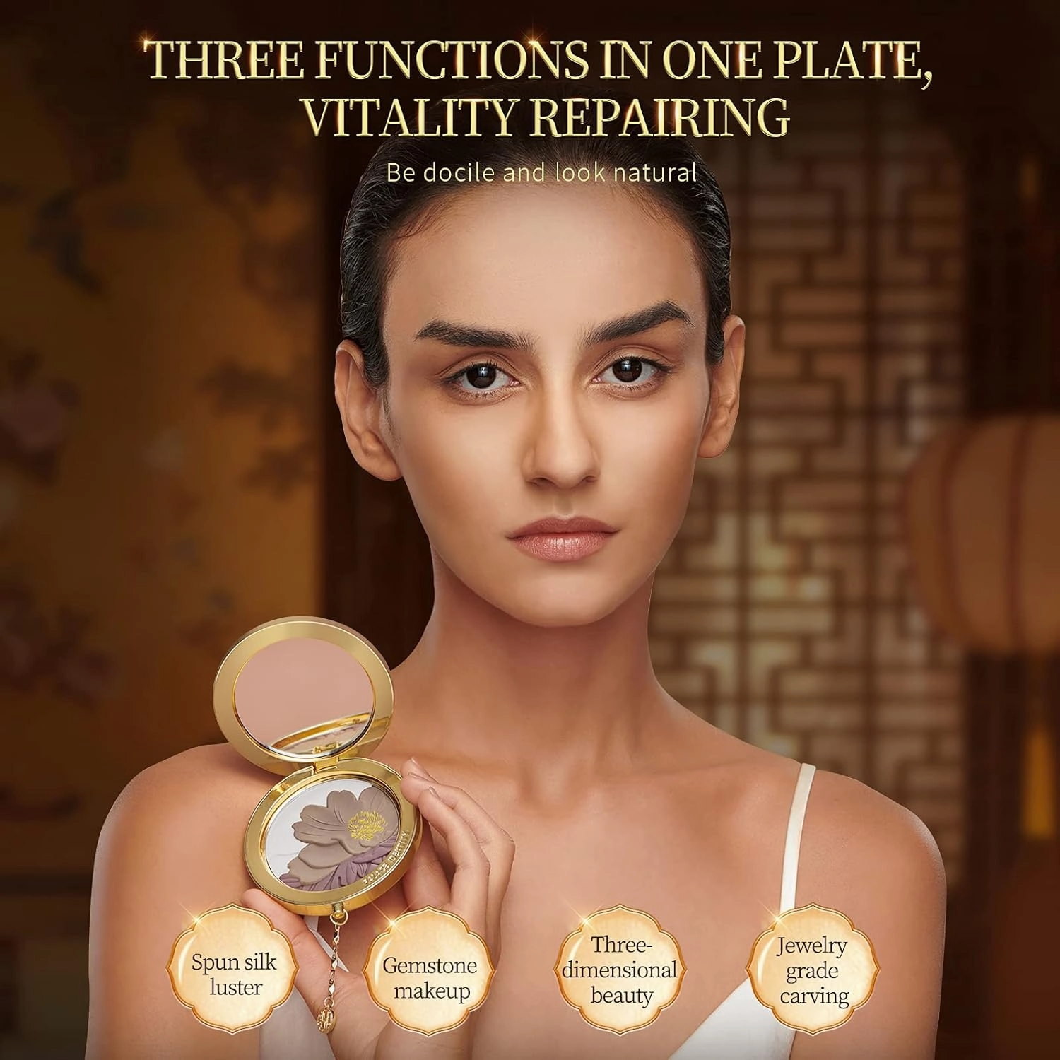 ZEESEA [Palace Identity] Peony Blush,Multi-purpose Makeup Tray，Classic Gray Brown